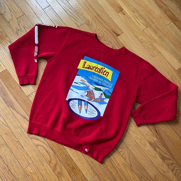 RetroKid Laurentian Pencil Crayons Graphic Sweatshirt Large - Picture 1 of 6